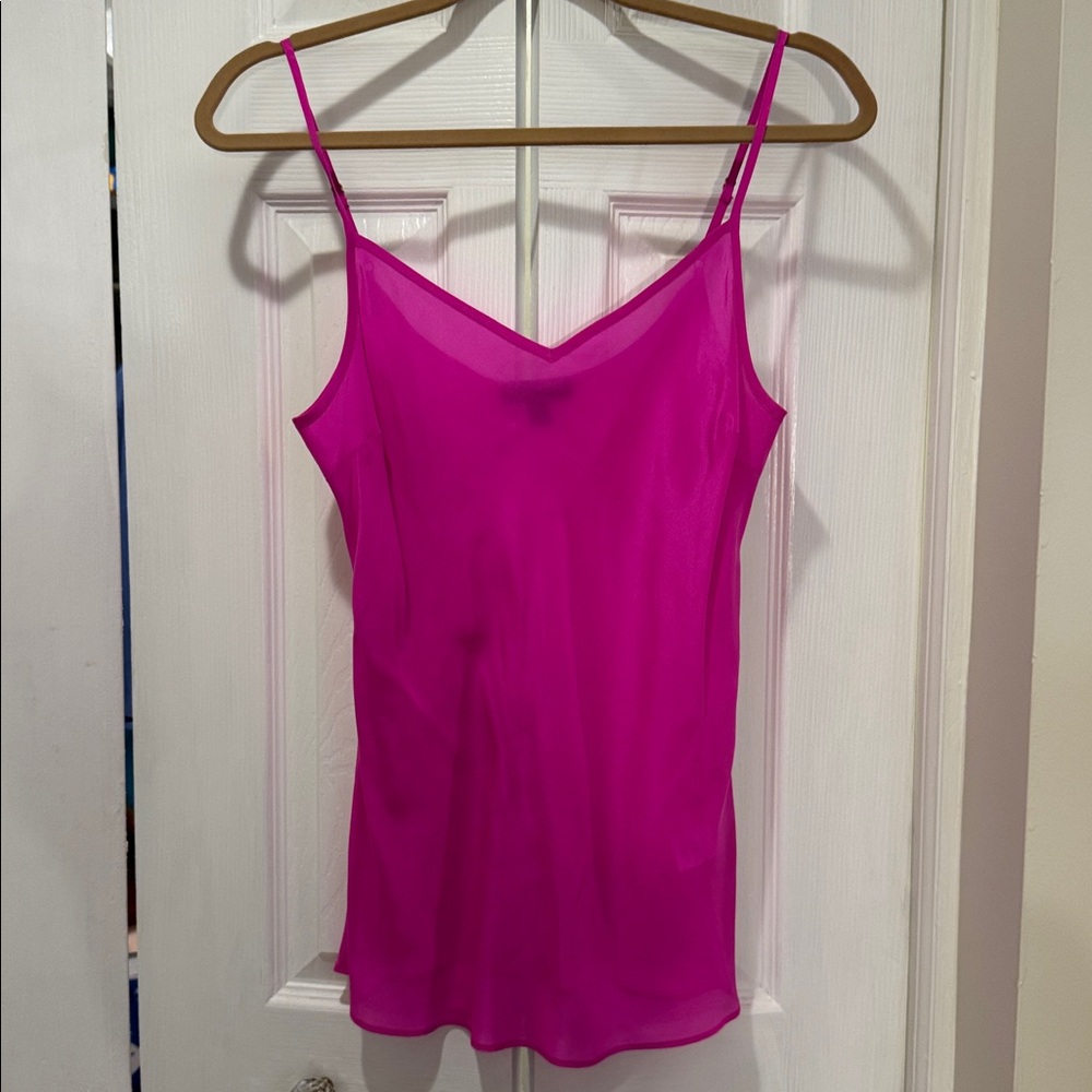 J.Crew 100% Silk Fuchsia Pink Camisole Tank Top Size Small Washable Feminine EUC - Picture 10 of 11